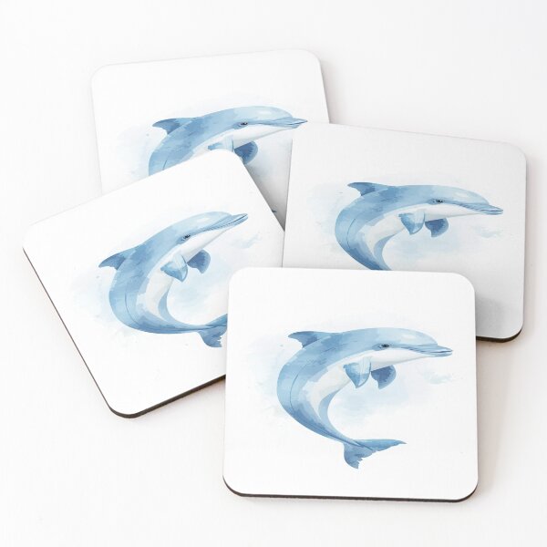Item preview, Cute Illustrated Dolphin in Soft Pastel Blues designed and sold by mari0n980.