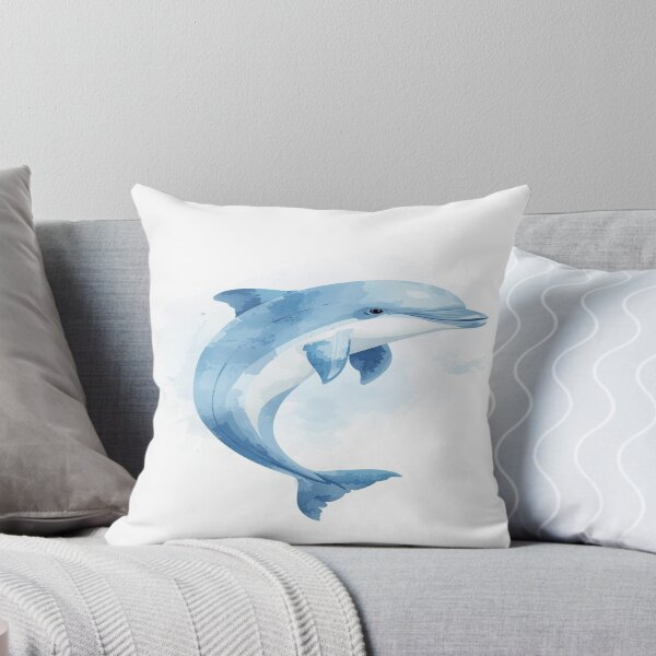 Item preview, Cute Illustrated Dolphin in Soft Pastel Blues designed and sold by mari0n980.