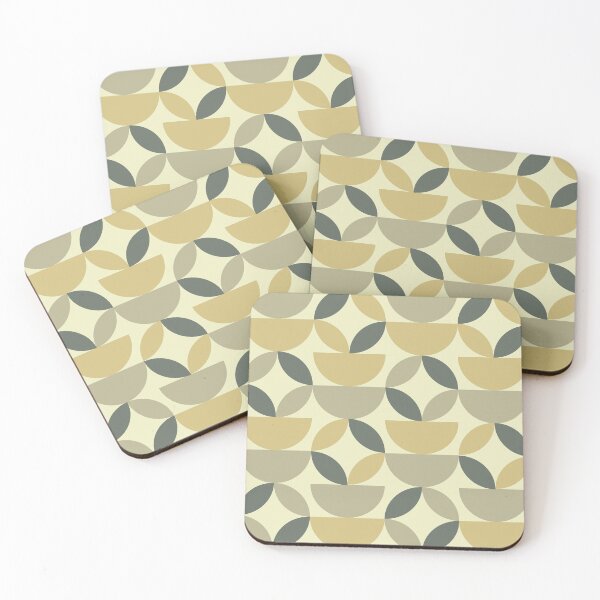 Item preview, Mid Century modern semi circles and circle leaf  pattern in light avocado ,sage green and taupe  designed and sold by Yasminepatterns .