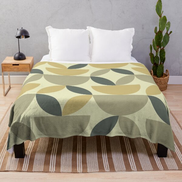 Item preview, Mid Century modern semi circles and circle leaf pattern in light avocado ,sage green and taupe designed and sold by Yasminepatterns .