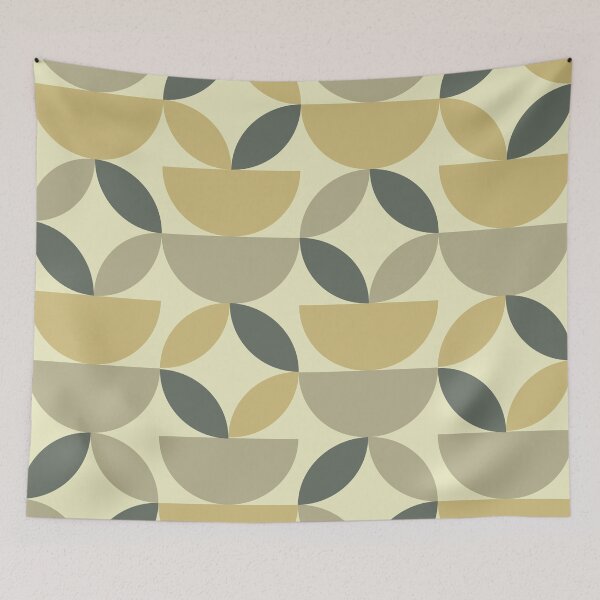 Item preview, Mid Century modern semi circles and circle leaf  pattern in light avocado ,sage green and taupe  designed and sold by Yasminepatterns .
