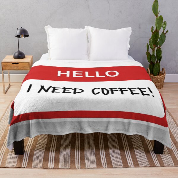 Item preview, Funny Hello I Need Coffee Name Tag T-Shirt | Sarcastic Introduction Gift designed and sold by BeanNTee.
