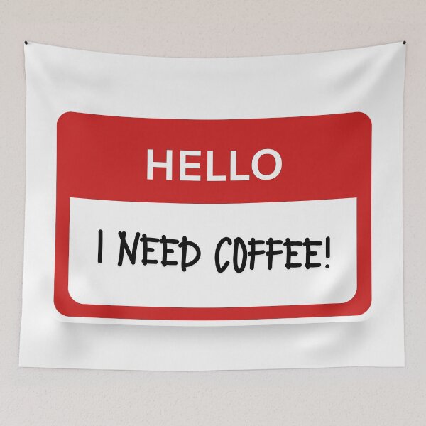 Item preview, Funny Hello I Need Coffee Name Tag T-Shirt | Sarcastic Introduction Gift designed and sold by BeanNTee.