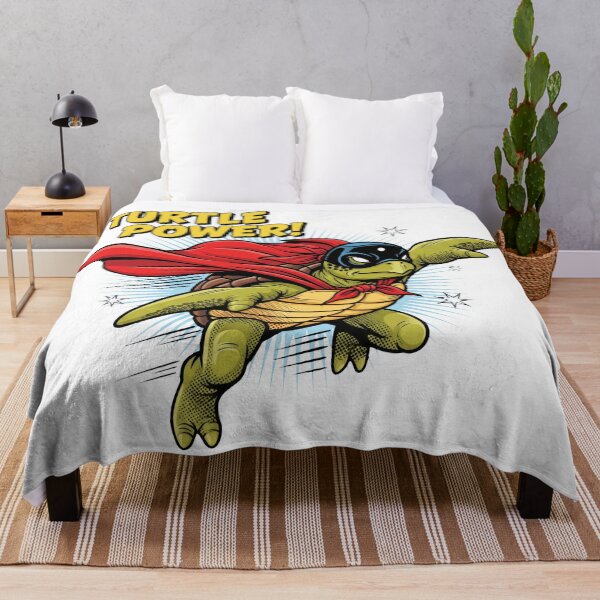Item preview, white Turtle Power Superhero Sea Turtle Flying with Red Cape Comic Style designed and sold by zoughlal.