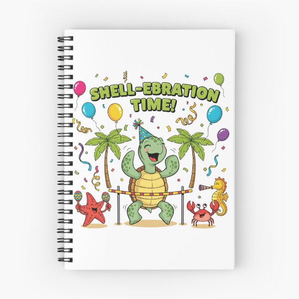 Item preview, white Shell-ebration Time Birthday Party Turtle with Balloons and Confetti designed and sold by zoughlal.