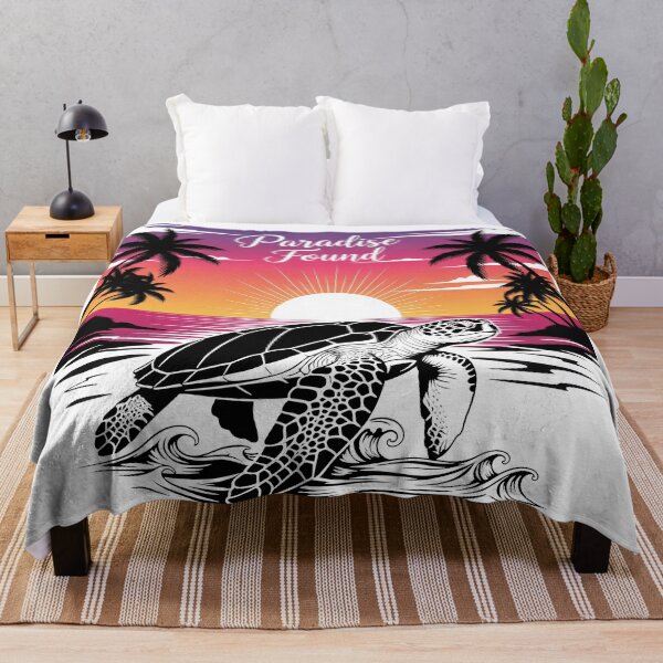 Item preview, white Paradise Found Tropical Sunset Sea Turtle Silhouette with Palm Trees designed and sold by zoughlal.