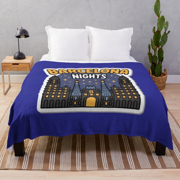 Item preview, Barcelona Nights Sticker – Night Cityscape Travel Flat Design designed and sold by Timeless Design.