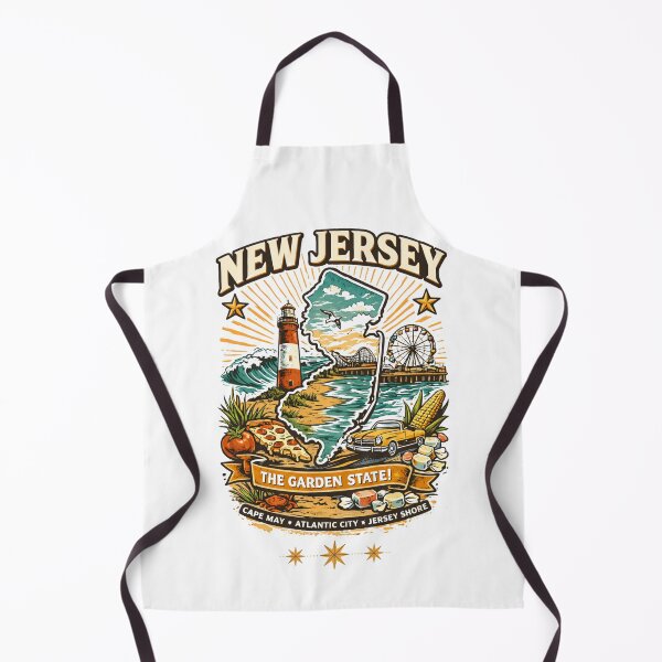 Item preview, New Jersey Vintage Travel Design – The Garden State Retro Jersey Shore Illustration designed and sold by Thehatinthecat.