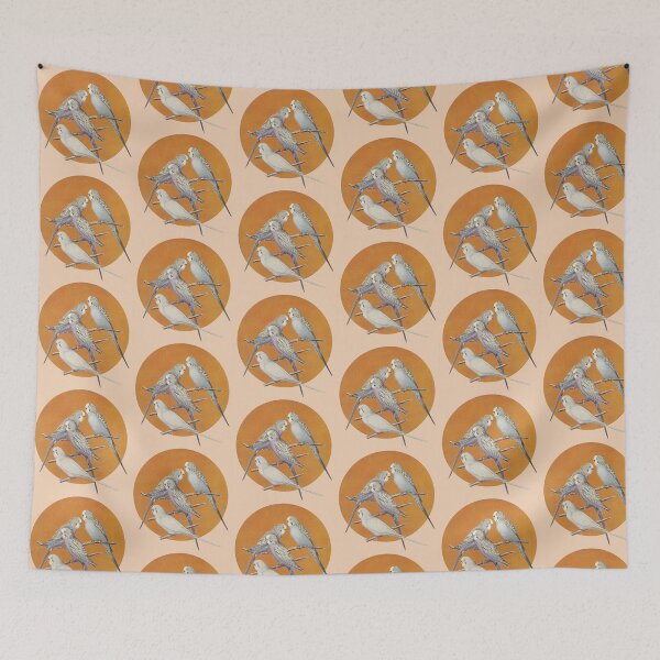 Item preview, vintage blue budgies designed and sold by okapia concolor.