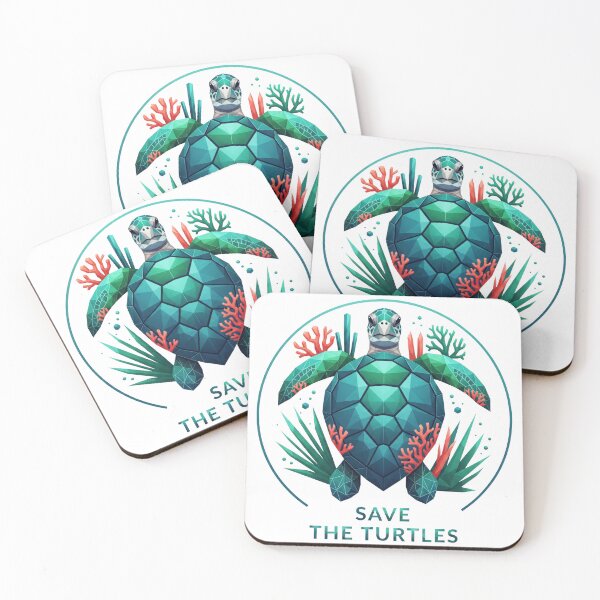 Item preview, white Save the Turtles Geometric Conservation Sea Turtle with Coral Reef designed and sold by zoughlal.