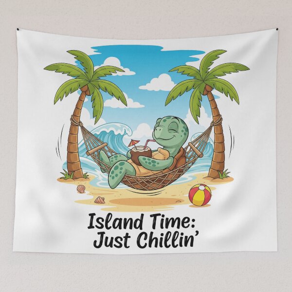 Item preview, white Island Time Just Chillin Relaxed Turtle in Hammock Beach Vacation designed and sold by zoughlal.