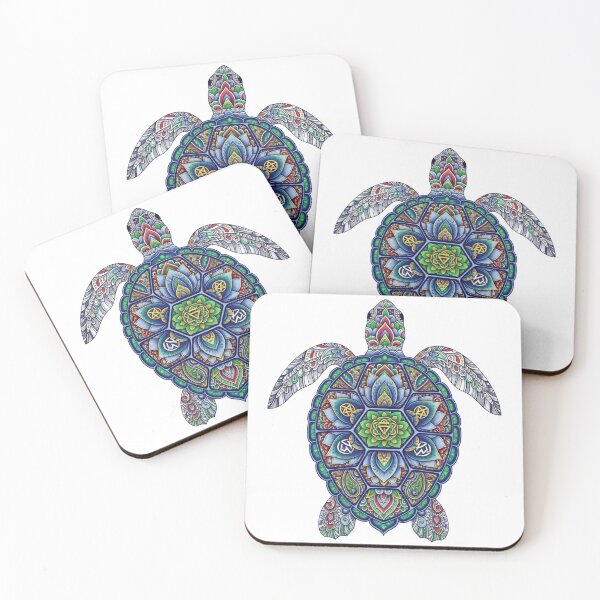 Item preview, white Mandala Sea Turtle Sacred Geometry with Om Symbol Spiritual Design designed and sold by zoughlal.