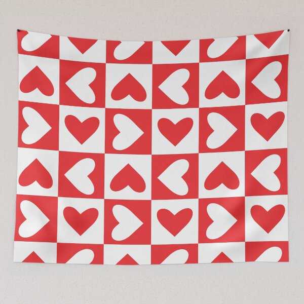Item preview, Retro Checkered red and white hearts pattern  designed and sold by Yasminepatterns .