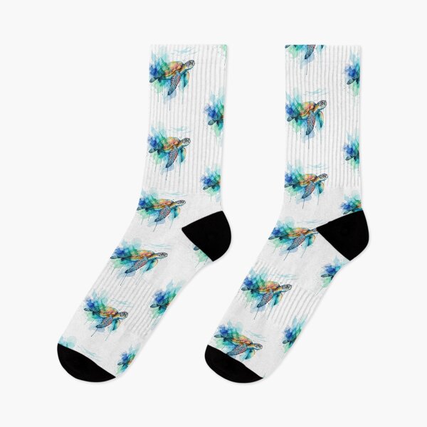 Item preview, white Watercolor Sea Turtle Flowing Rainbow Colors Artistic Ocean Life designed and sold by zoughlal.