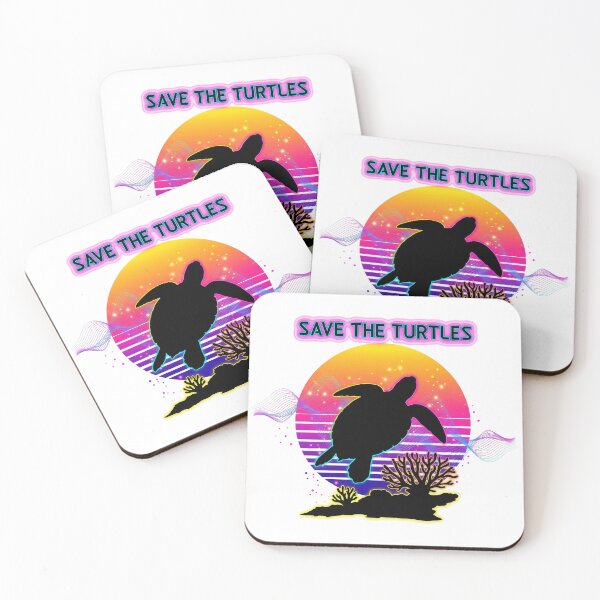 Item preview, white Save the Turtles Retro Sunset Silhouette Ocean Conservation Awareness designed and sold by zoughlal.