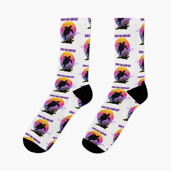 Item preview, white Save the Turtles Retro Sunset Silhouette Ocean Conservation Awareness designed and sold by zoughlal.