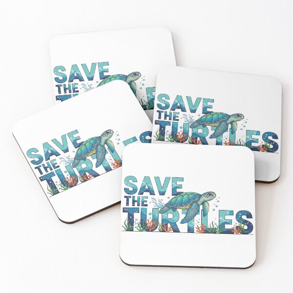 Item preview, white Save the Turtles Typography Ocean Conservation with Coral and Seaweed designed and sold by zoughlal.