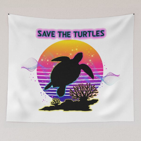 Item preview, white Save the Turtles Retro Sunset Silhouette Ocean Conservation Awareness designed and sold by zoughlal.