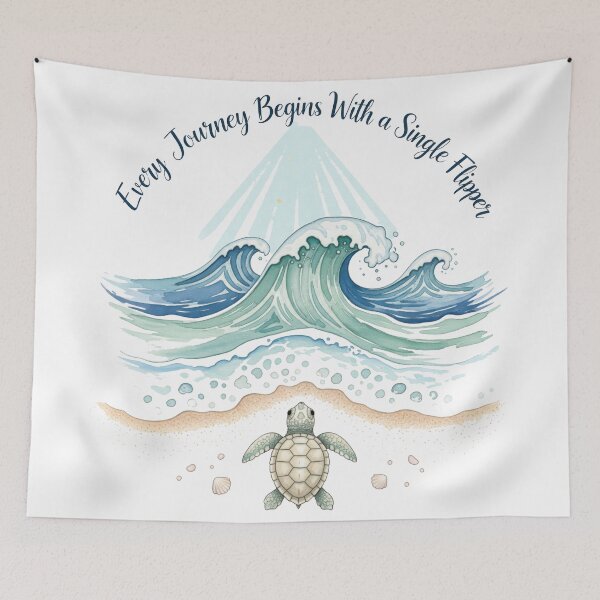 Item preview, white Every Journey Begins with a Single Flipper Inspirational Baby Turtle designed and sold by zoughlal.