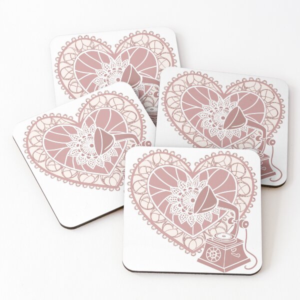 Item preview, Vintage Gramophone with Decorative Lace Heart - Romantic Victorian Retro Music Illustration designed and sold by WatchImagine.
