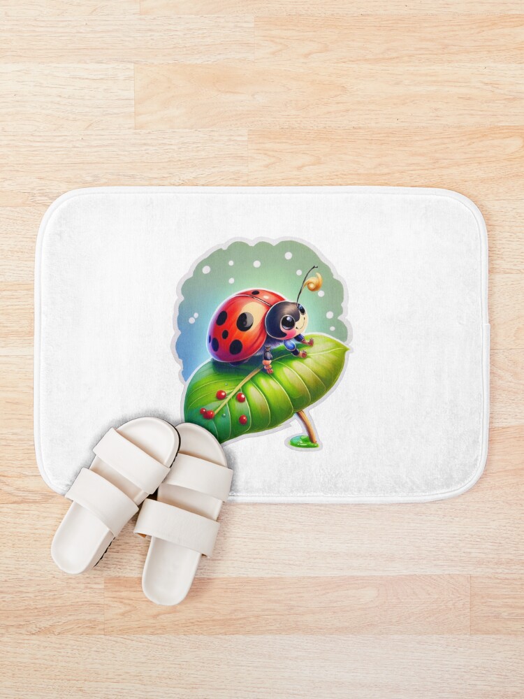 Thumbnail 1 of 6, Bath Mat, Floral Ladybug Spring Design designed and sold by RockitBaby.
