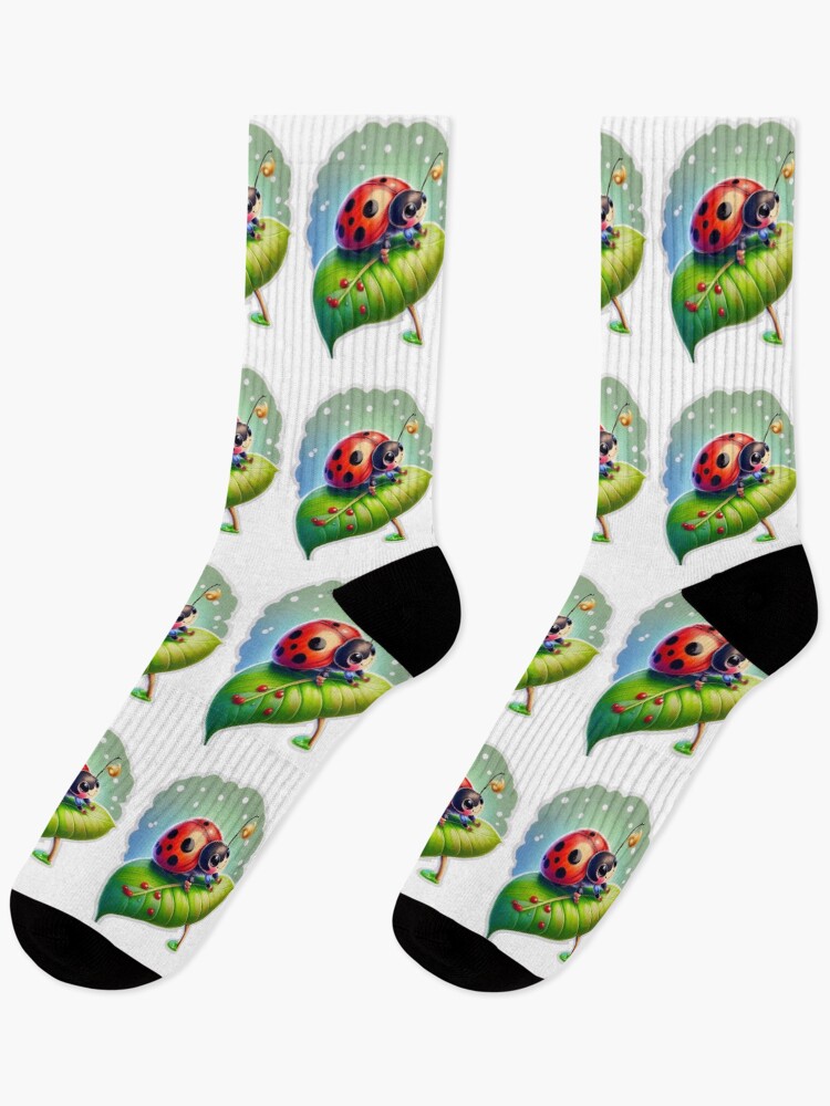 Thumbnail 1 of 5, Socks, Floral Ladybug Spring Design designed and sold by RockitBaby.