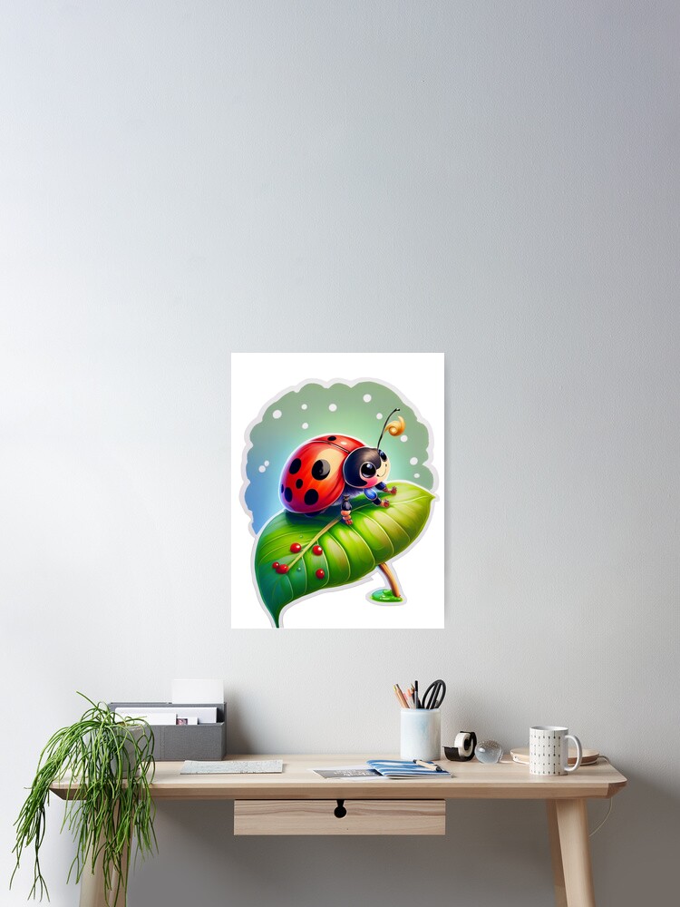 Thumbnail 2 of 3, Poster, Floral Ladybug Spring Design designed and sold by RockitBaby.