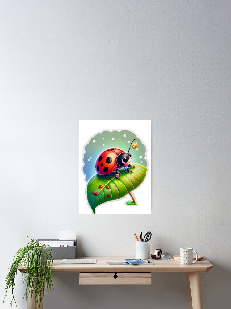 Thumbnail 2 of 3, Poster, Floral Ladybug Spring Design designed and sold by RockitBaby.
