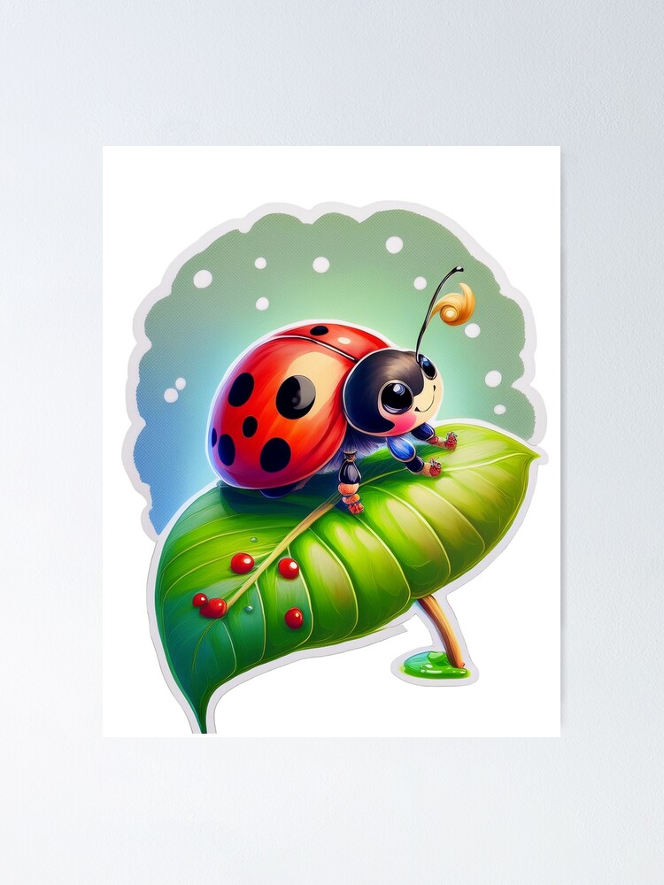 Thumbnail 1 of 3, Poster, Floral Ladybug Spring Design designed and sold by RockitBaby.