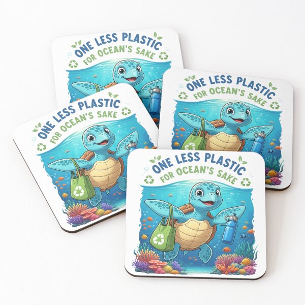 Item preview, white One Less Plastic for Oceans Sake Environmental Turtle with Reusable Bag designed and sold by zoughlal.