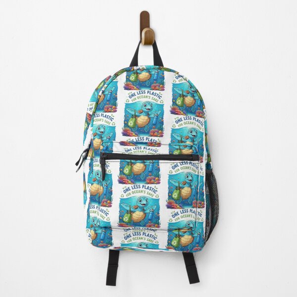 Item preview, white One Less Plastic for Oceans Sake Environmental Turtle with Reusable Bag designed and sold by zoughlal.