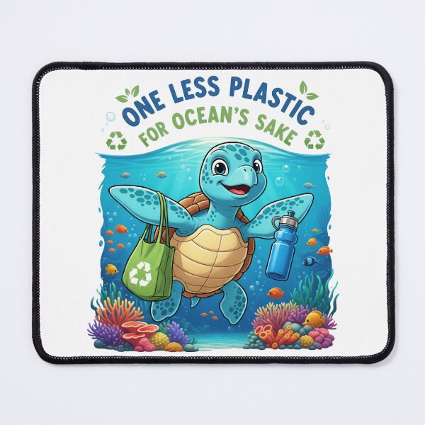 Item preview, white One Less Plastic for Oceans Sake Environmental Turtle with Reusable Bag designed and sold by zoughlal.
