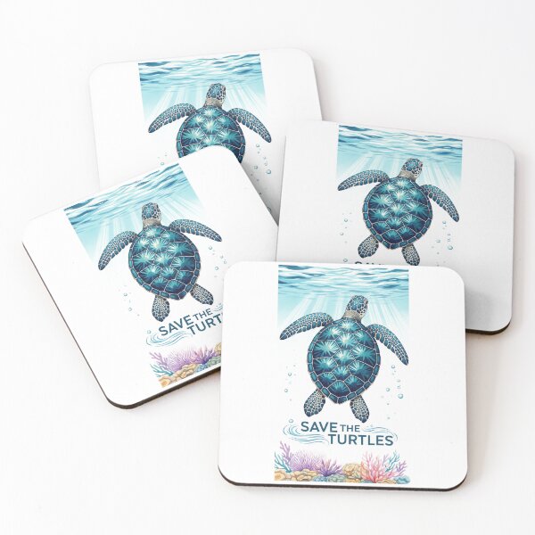 Item preview, white Save the Turtles Underwater Sanctuary Blue Sea Turtle with Coral Garden designed and sold by zoughlal.