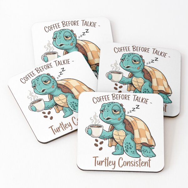 Item preview, white Coffee Before Talkie Grumpy Morning Turtle with Coffee Cup Humor designed and sold by zoughlal.