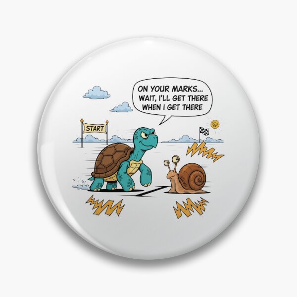 Item preview, white Turtle Racing Snail On Your Marks Slow Motion Race Humor designed and sold by zoughlal.