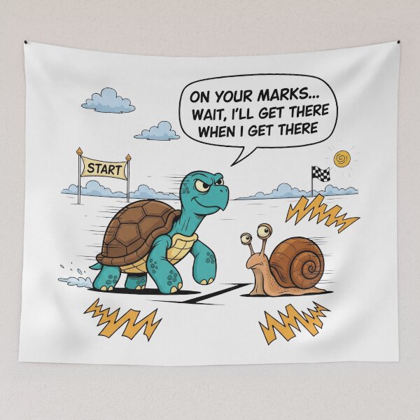 Item preview, white Turtle Racing Snail On Your Marks Slow Motion Race Humor designed and sold by zoughlal.
