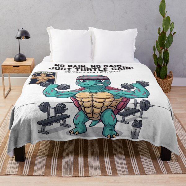 Item preview, white No Pain No Gain Just Turtle Gain Gym Humor Workout Fitness designed and sold by zoughlal.