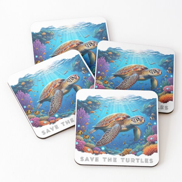 Item preview, white Save the Turtles Realistic Coral Reef Underwater Paradise Ocean Life designed and sold by zoughlal.