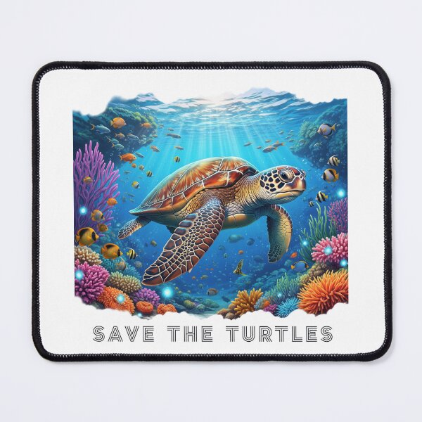 Item preview, white Save the Turtles Realistic Coral Reef Underwater Paradise Ocean Life designed and sold by zoughlal.
