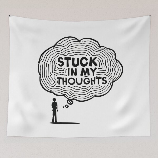 Item preview, Stuck In My Thoughts Overthinking Mind Illustration designed and sold by Katzpy.