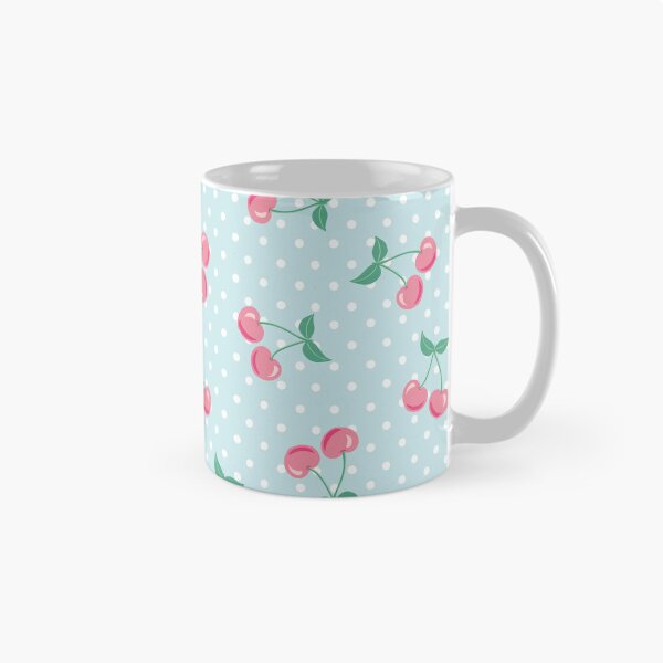 Item preview, Pink Cherries on Pastel Blue Background on Light Blue Polka Dots designed and sold by Goolsby-Designs.