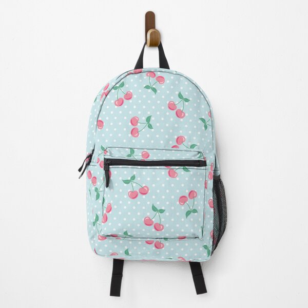 Item preview, Pink Cherries on Pastel Blue Background on Light Blue Polka Dots designed and sold by Goolsby-Designs.