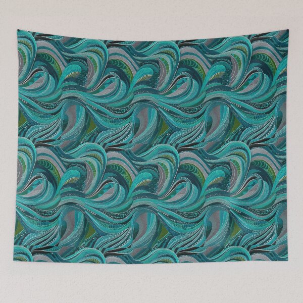 Item preview, Transformative Teal Pattern Collection – 2026 Color Trend, Modern Concentric Art Nouveau Circles designed and sold by Ewa Miller.