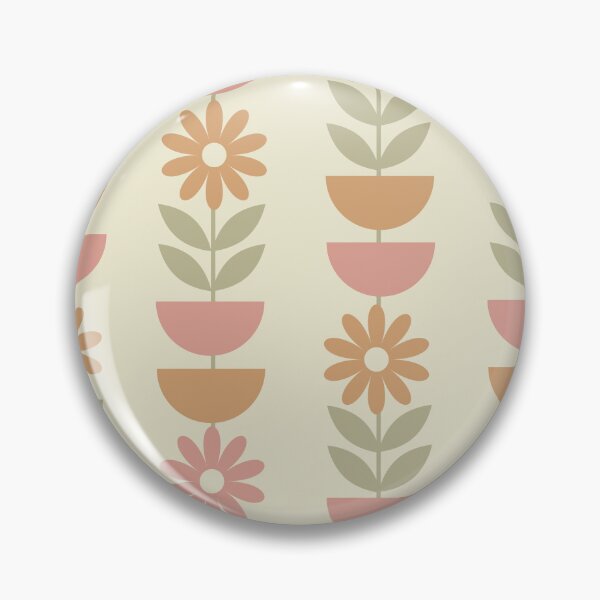 Item preview, Retro Mid Mod Flowers Pattern with half circles in dusty pink, clay and sage green  designed and sold by Yasminepatterns .