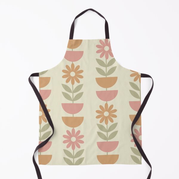 Item preview, Retro Mid Mod Flowers Pattern with half circles in dusty pink, clay and sage green designed and sold by Yasminepatterns .