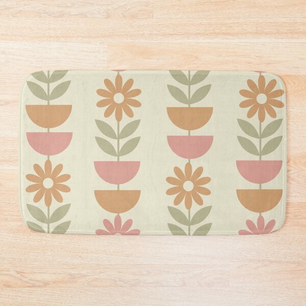 Item preview, Retro Mid Mod Flowers Pattern with half circles in dusty pink, clay and sage green  designed and sold by Yasminepatterns .