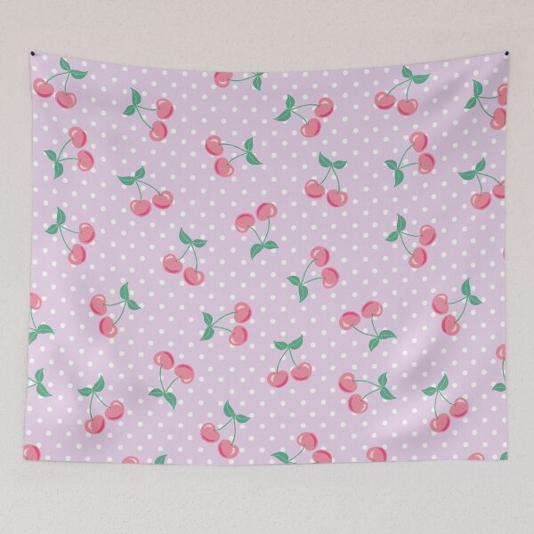 Item preview, Pink Cherry with Purple Background with Polka Dots designed and sold by Goolsby-Designs.