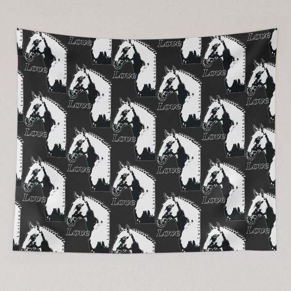 Item preview, Baroque White Noble Lusitano Horses Head Logo with the Word Love designed and sold by DappleDesign.