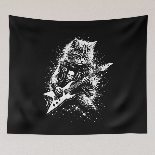Item preview, Rock Cat Electric Guitarist Punk Music Funny Kitten Lover designed and sold by w1ckerman.