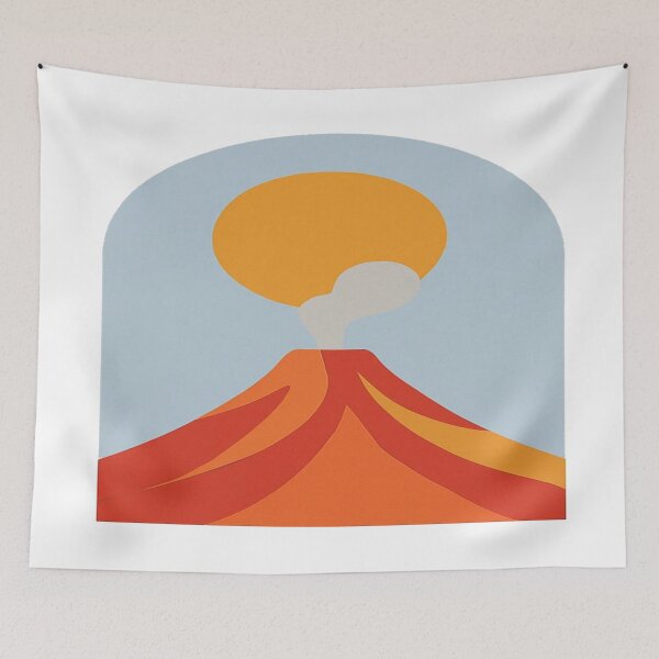 Item preview, Minimal Volcano Landscape Art | Modern Abstract Nature Illustration designed and sold by Globalcitytees.